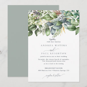 Watercolor Eucalyptus Greenery   Botanical Wedding Invitation