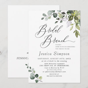 Watercolor Eucalyptus Greenery Bridal  Brunch Invitation
