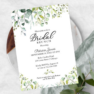 Watercolor Eucalyptus Greenery Bridal Brunch Invitation