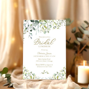 Watercolor Eucalyptus Greenery Bridal Luncheon In Invitation