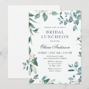 Watercolor Eucalyptus Greenery Bridal Luncheon Invitation