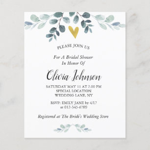 Watercolor Eucalyptus Greenery Bridal Shower Flyer