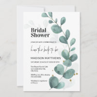 Watercolor Eucalyptus Greenery Bridal Shower Invi