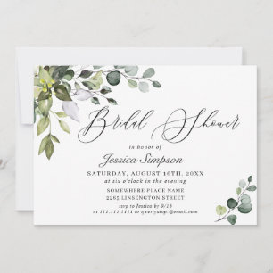Watercolor Eucalyptus Greenery Bridal Shower Invitation