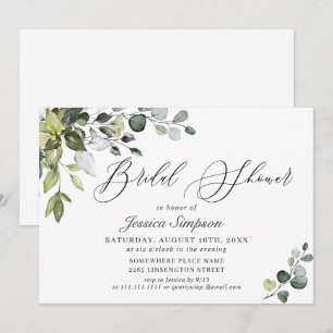 Watercolor Eucalyptus Greenery Bridal Shower Invitation