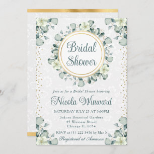 Watercolor Eucalyptus Greenery Bridal Shower Invitation