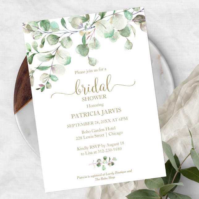 Watercolor Eucalyptus Greenery Bridal Shower Invitation (Creator Uploaded)