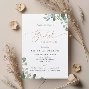 Watercolor Eucalyptus Greenery Bridal Shower Invitation
