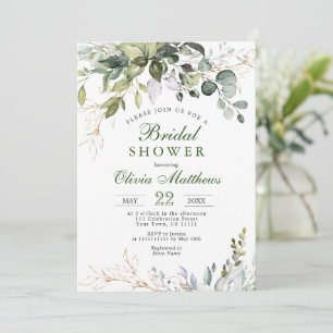 Watercolor Eucalyptus Greenery Bridal Shower Invitation