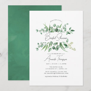Watercolor Eucalyptus Greenery Bridal Shower Invitation