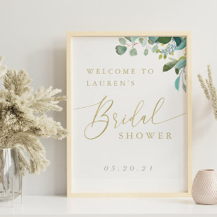 Watercolor Eucalyptus Greenery Bridal Shower Poster