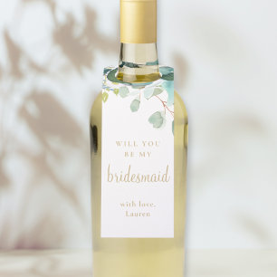 Watercolor Eucalyptus Greenery Bridesmaid Proposal Bottle Tag