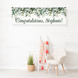 Watercolor Eucalyptus Greenery Congratulations Banner