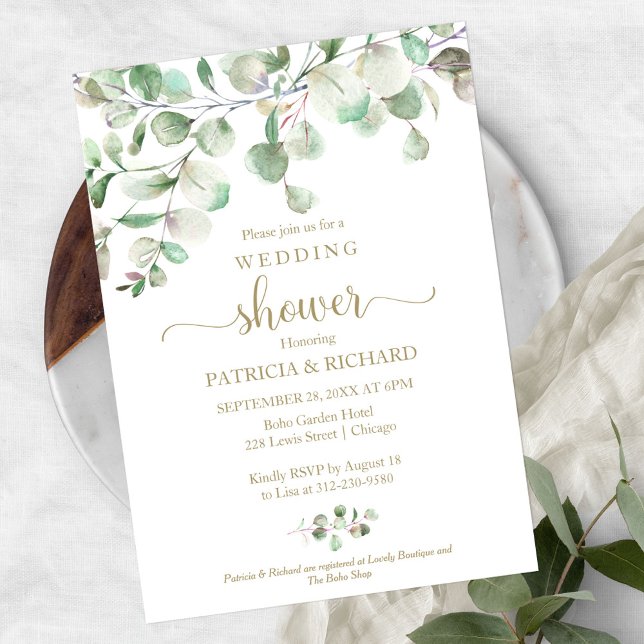 Watercolor Eucalyptus Greenery Couples Shower Invi Invitation (Creator Uploaded)