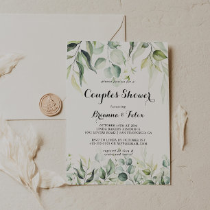 Watercolor Eucalyptus Greenery Couples Shower Invitation