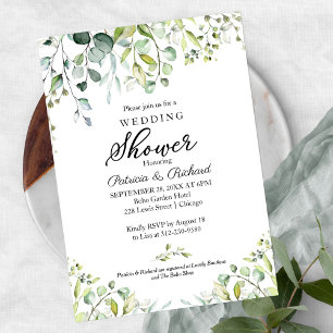 Watercolor Eucalyptus Greenery Couples Shower Invitation