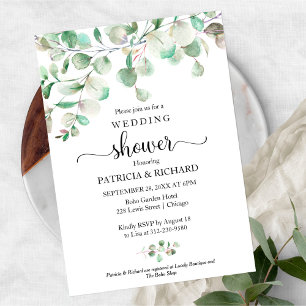 Watercolor Eucalyptus Greenery Couples Shower Invitation