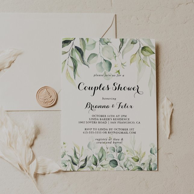 Watercolor Eucalyptus Greenery Couples Shower  Invitation (Creator Uploaded)