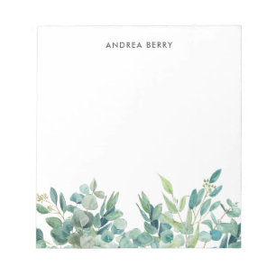 Watercolor Eucalyptus Greenery Custom Notepad