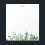 Watercolor Eucalyptus Greenery Custom Notepad<br><div class="desc">Classic greenery custom notepad featuring watercolour illustrations of eucalyptus leaves. Personalize by adding a name or a short phrase. This greenery notepas will be a perfect personalized gift.</div>