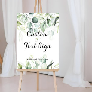 Watercolor Eucalyptus Greenery Custom Text Sign