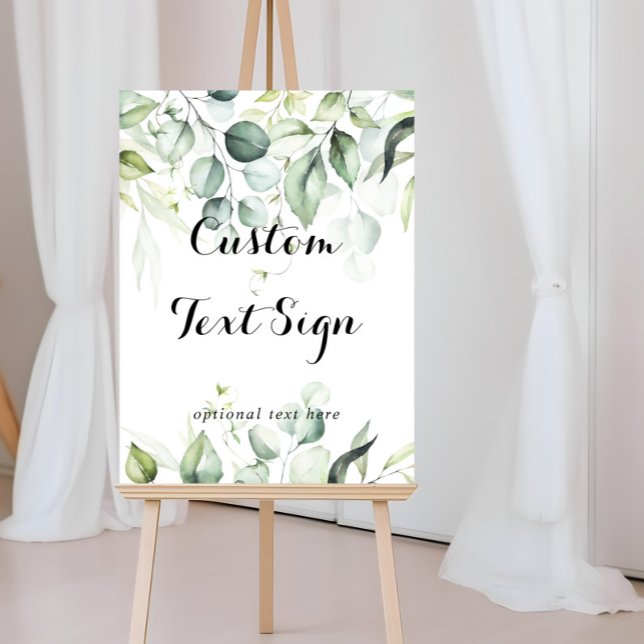Watercolor Eucalyptus Greenery Custom Text Sign (Creator Uploaded)