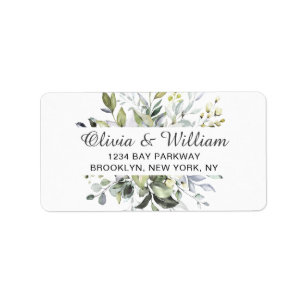 Watercolor Eucalyptus Greenery Elegant Chic Label