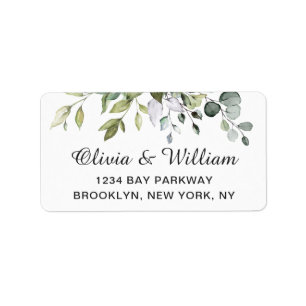 Watercolor Eucalyptus Greenery Elegant Chic Label