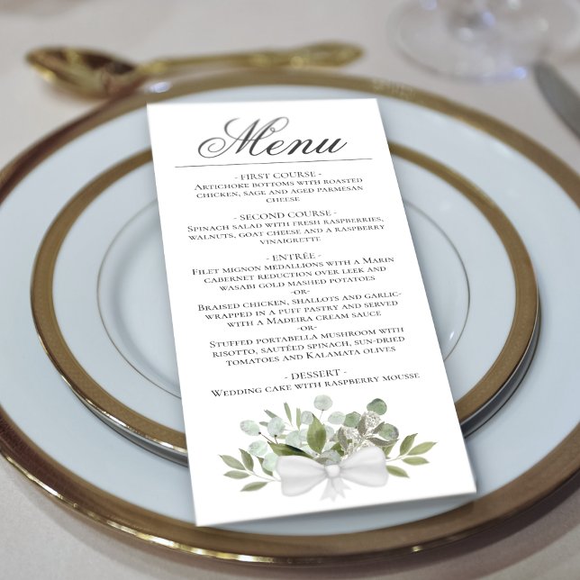 Watercolor Eucalyptus & Greenery Elegant Wedding Menu (Creator Uploaded)