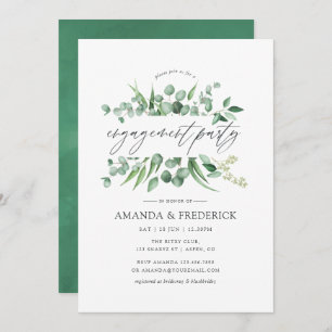 Watercolor Eucalyptus Greenery Engagement Party Invitation