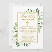 Watercolor Eucalyptus Greenery First Communion