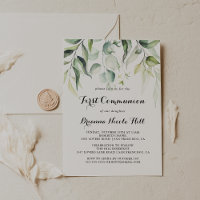 Watercolor Eucalyptus Greenery First Communion