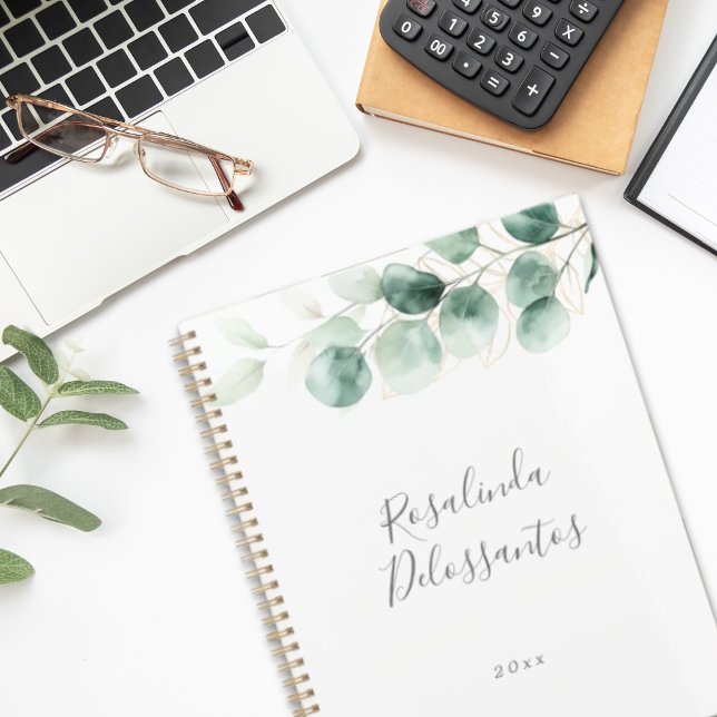 Watercolor Eucalyptus Greenery Gold Foliage Planner (Watercolor Eucalyptus Greenery Gold Foliage Planner)