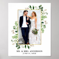 Watercolor Eucalyptus Greenery Gold Framed Photo