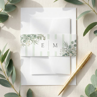Watercolor Eucalyptus Greenery Invitation Belly Band