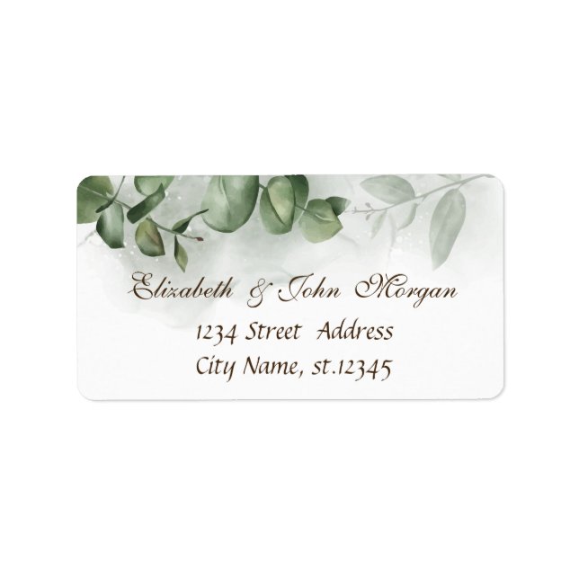 Watercolor Eucalyptus Greenery  Label (Front)