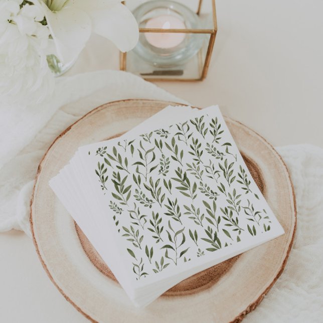 Watercolor Eucalyptus Greenery Leaves Pattern   Napkin (Creator Uploaded)