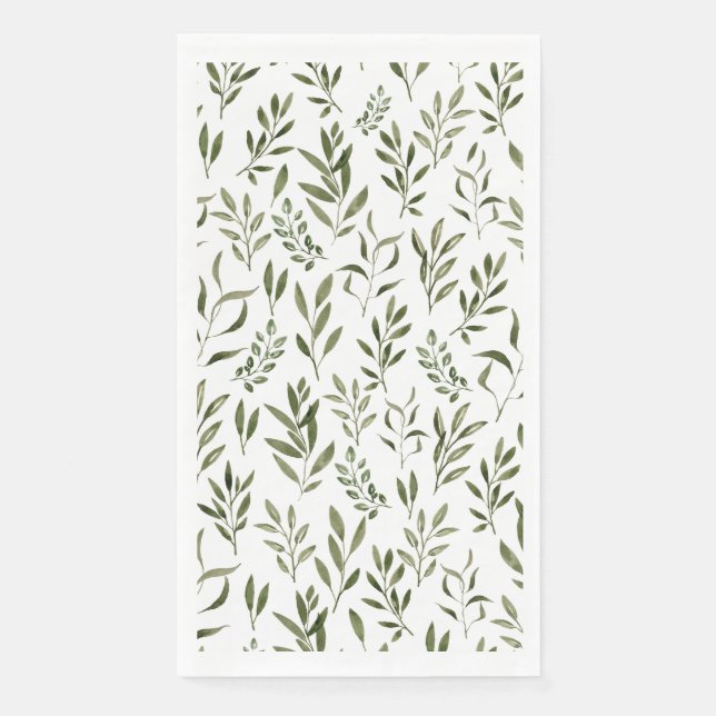 Watercolor Eucalyptus Greenery Leaves Pattern  Napkin (Front)