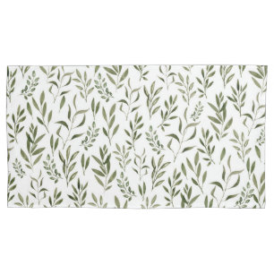 Watercolor Eucalyptus Greenery Leaves Pattern   Pillowcase