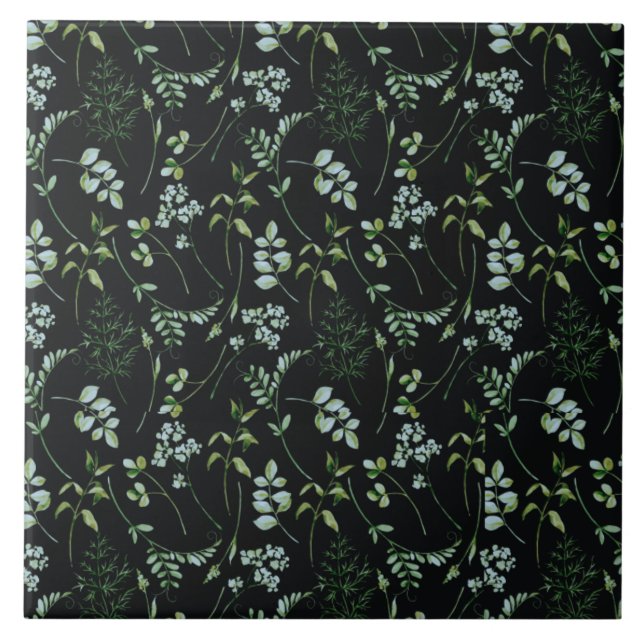 Watercolor Eucalyptus Greenery Leaves Tile (Front)