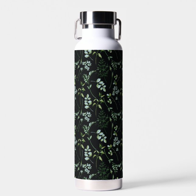 Watercolor Eucalyptus Greenery Leaves Water Bottle (Front)
