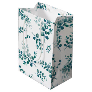 Watercolor eucalyptus greenery medium gift bag