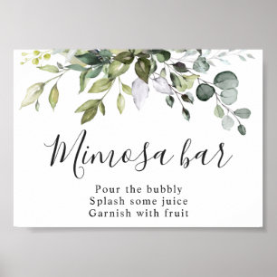 Watercolor Eucalyptus Greenery Mimosa Bar Sign