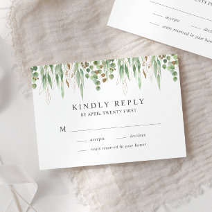 Watercolor Eucalyptus Greenery Modern Wedding RSVP Card