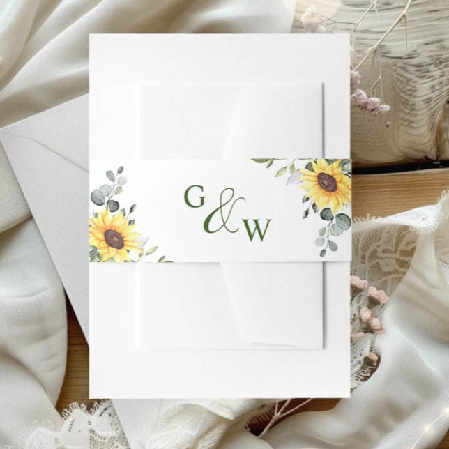 Watercolor Eucalyptus Greenery Monogram Wedding Invitation Belly Band (Creator Uploaded)