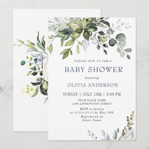 Watercolor Eucalyptus Greenery NEUTRAL Baby Shower Invitation