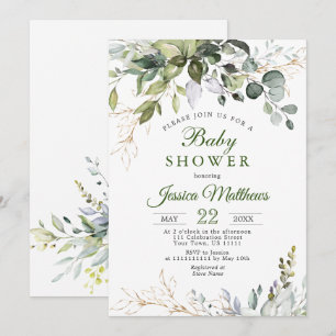 Watercolor Eucalyptus Greenery NEUTRAL Baby Shower Invitation