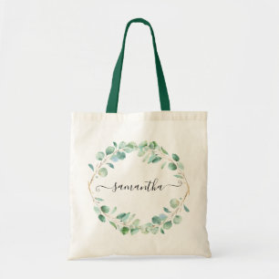 Watercolor Eucalyptus Greenery Personalised Tote Bag