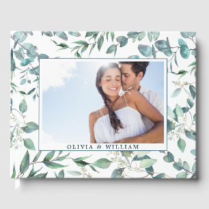 Watercolor Eucalyptus Greenery PHOTO Wedding Guest Book
