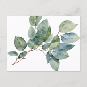 Watercolor eucalyptus greenery postcard